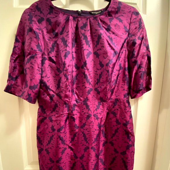 Banana Republic Purple and Pink Printed Dress with Pleated Neckline - Picture 1 of 3